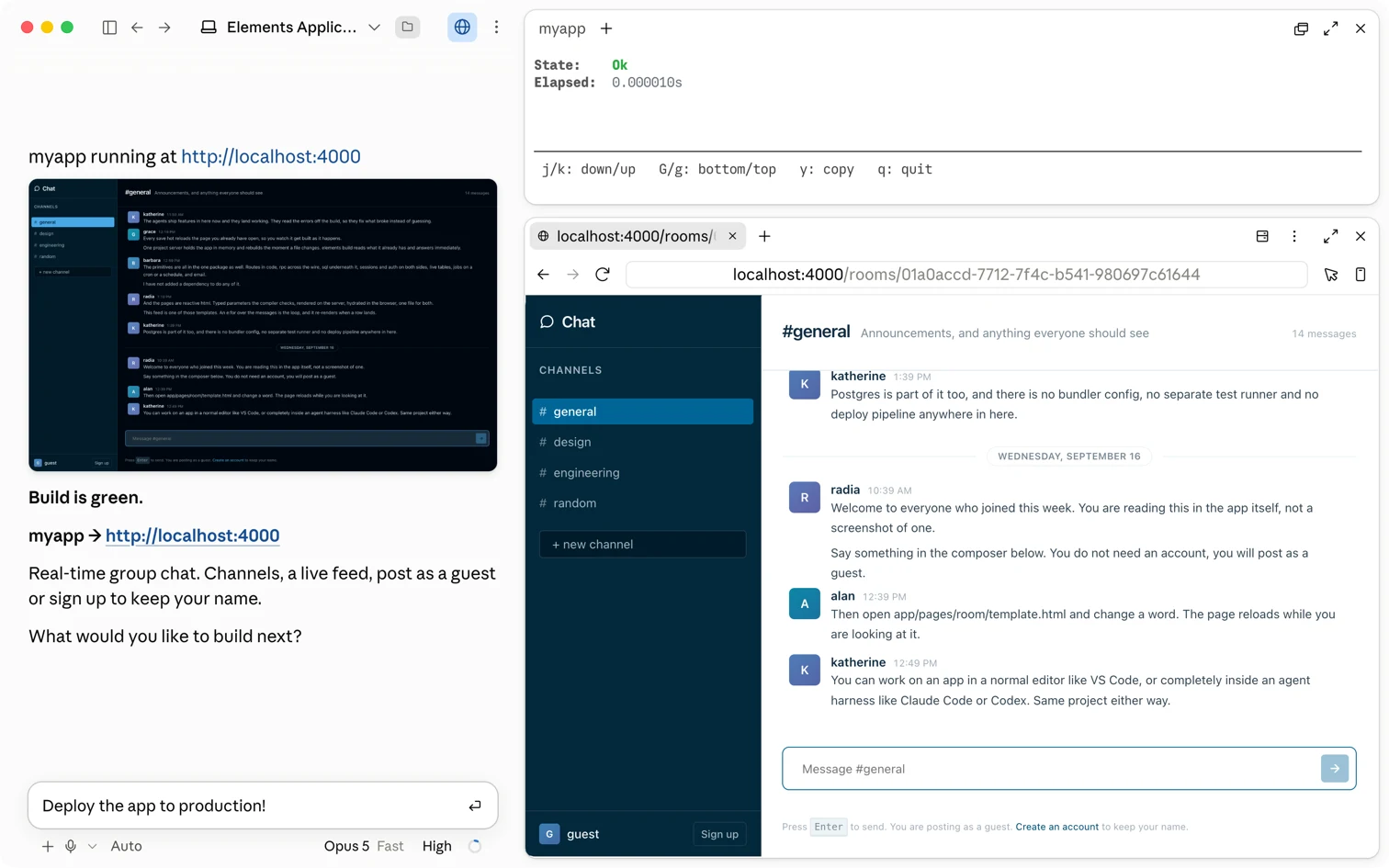Claude Code building an Elements app